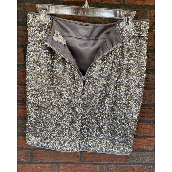 Cache Silver Sequin Skirt Size 4 Straight Pencil Party Lined Back Zipper NWT - Picture 5 of 12